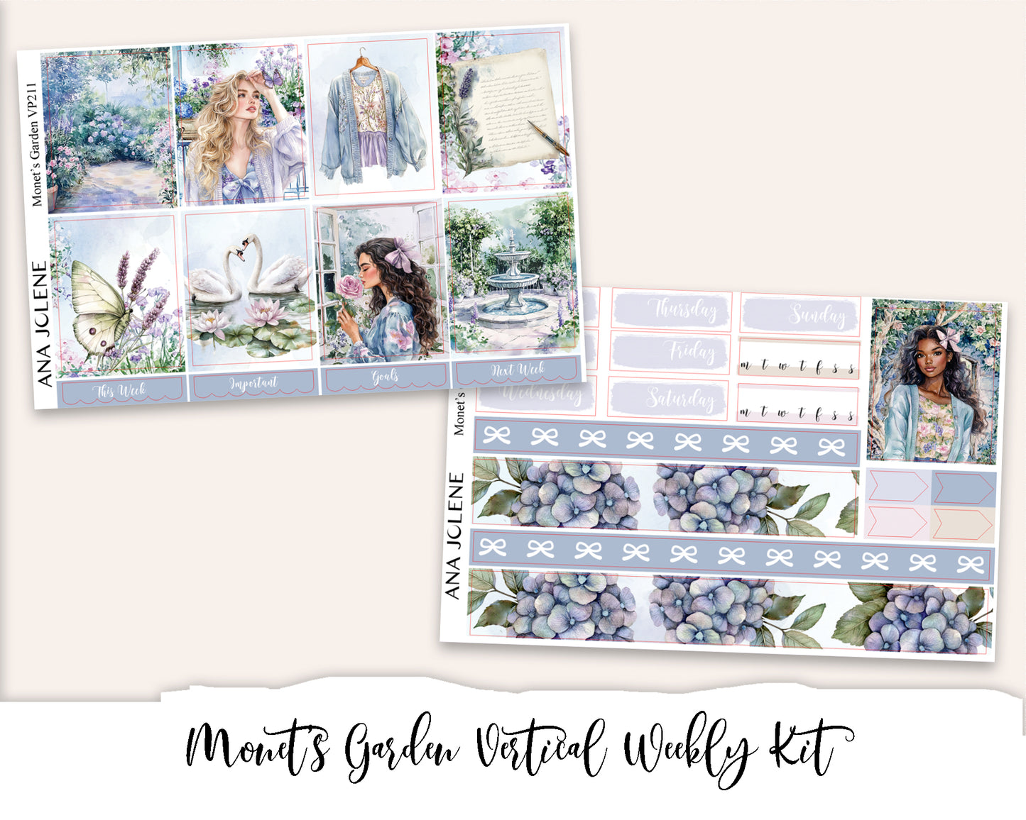 MONET'S GARDEN Planner Sticker Kit (Vertical Weekly)