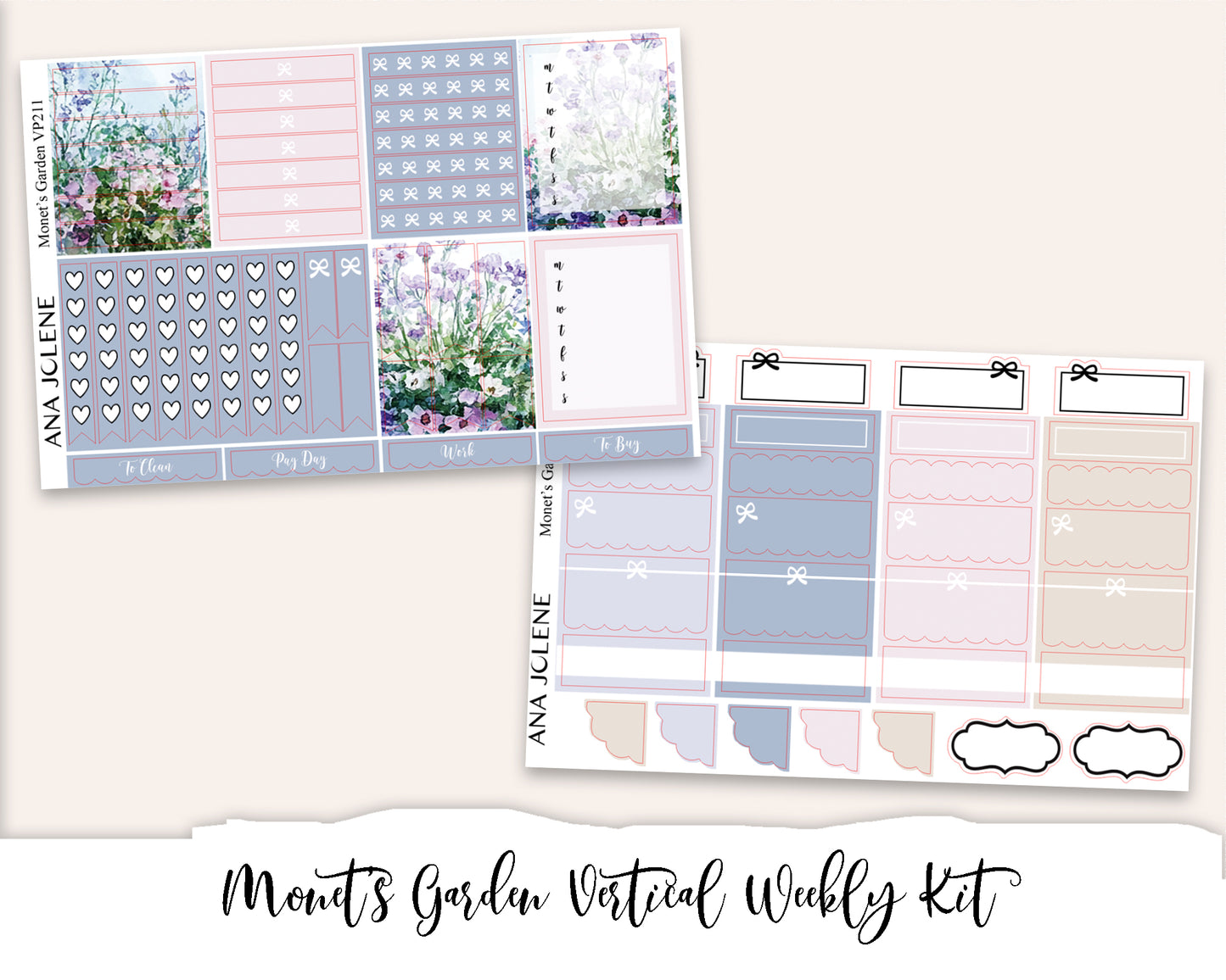 MONET'S GARDEN Planner Sticker Kit (Vertical Weekly)