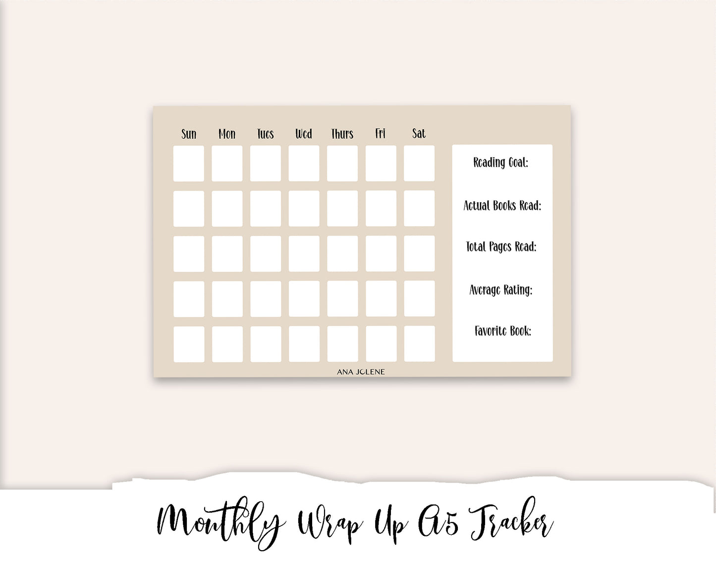 Monthly Wrap Up Tracker Full Page Sticker - A5 Reading Journal