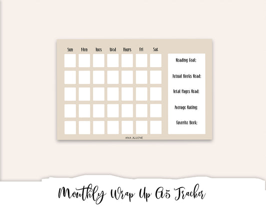 Monthly Wrap Up Tracker Full Page Sticker - A5 Reading Journal