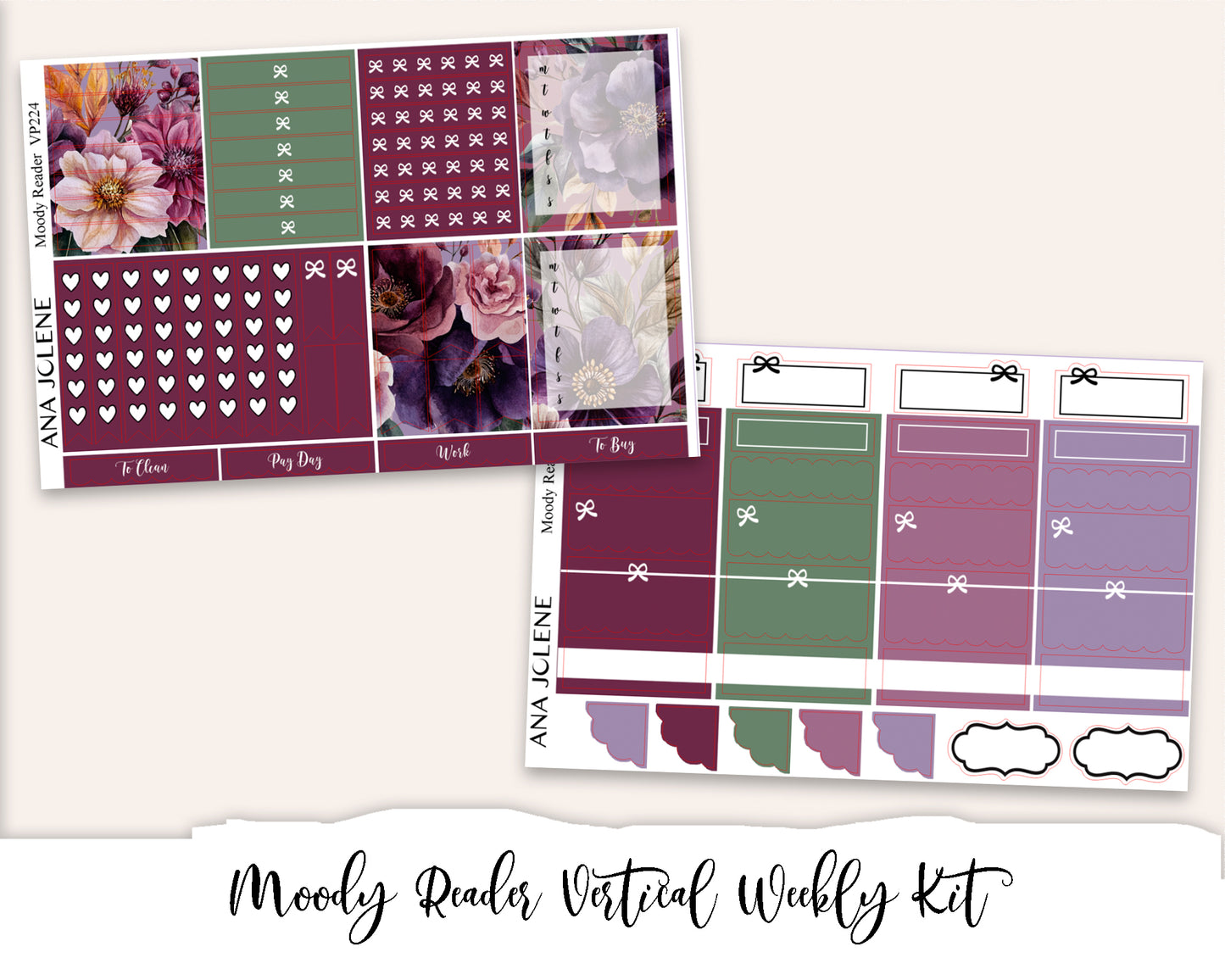 MOODY READER Planner Sticker Kit (Vertical Weekly)