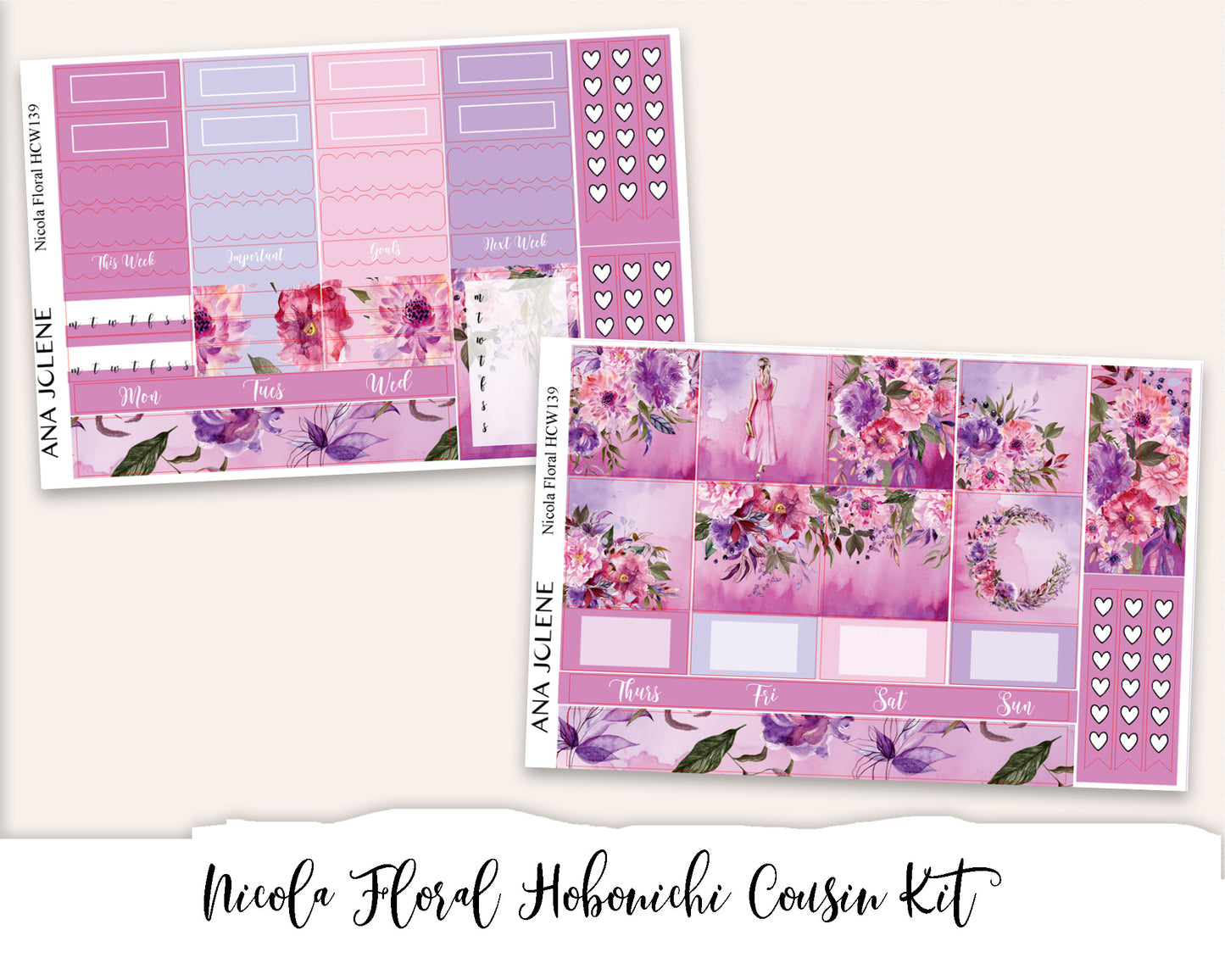 NICOLA FLORAL Hobonichi Cousin Weekly Planner Sticker Kit