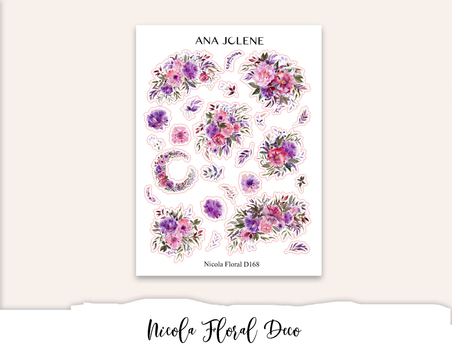 NICOLA FLORAL Monthly Planner Sticker Kit (A5Wide)