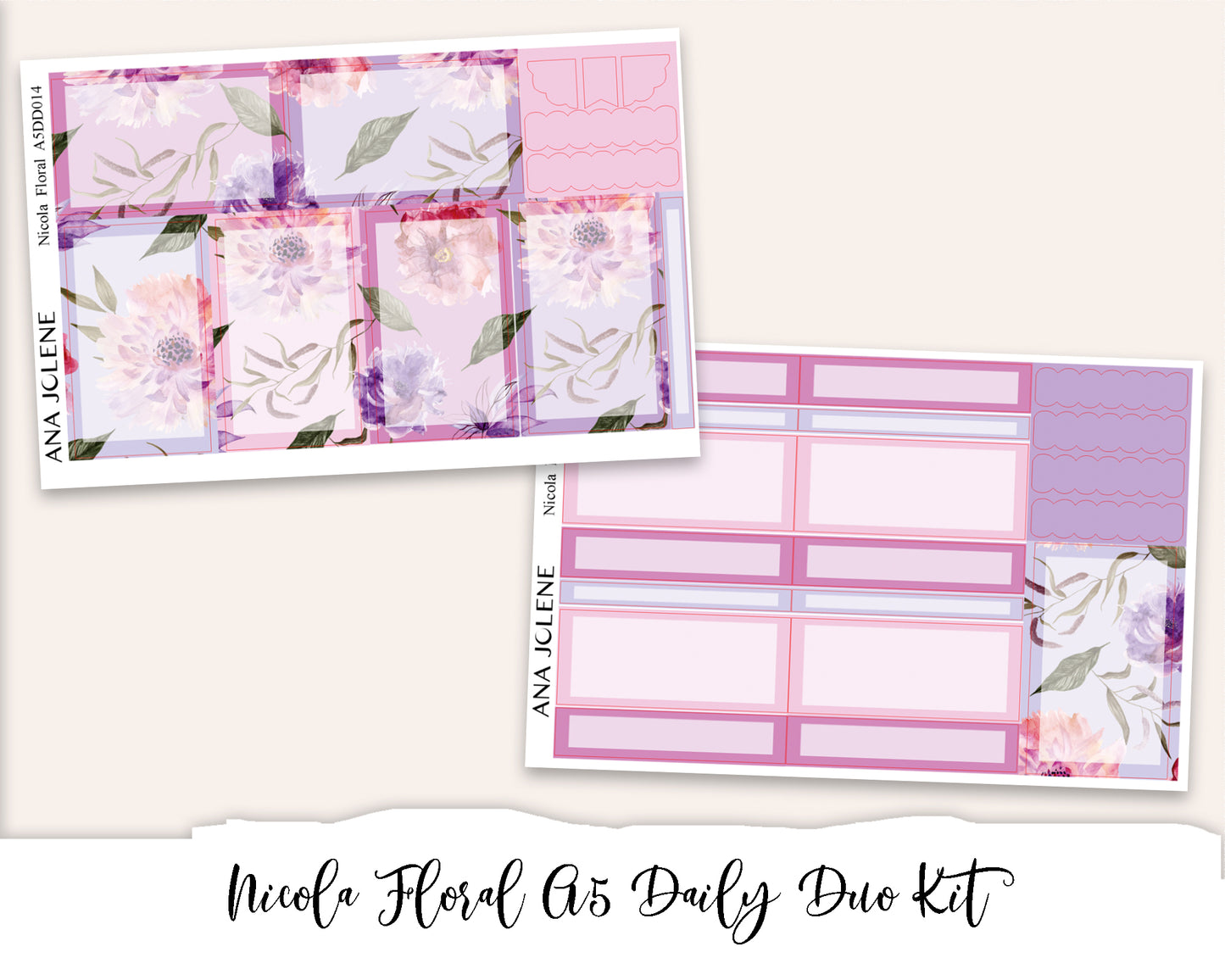 NICOLA FLORAL EC A5 Daily Duo Planner Sticker Kit (Erin Condren)