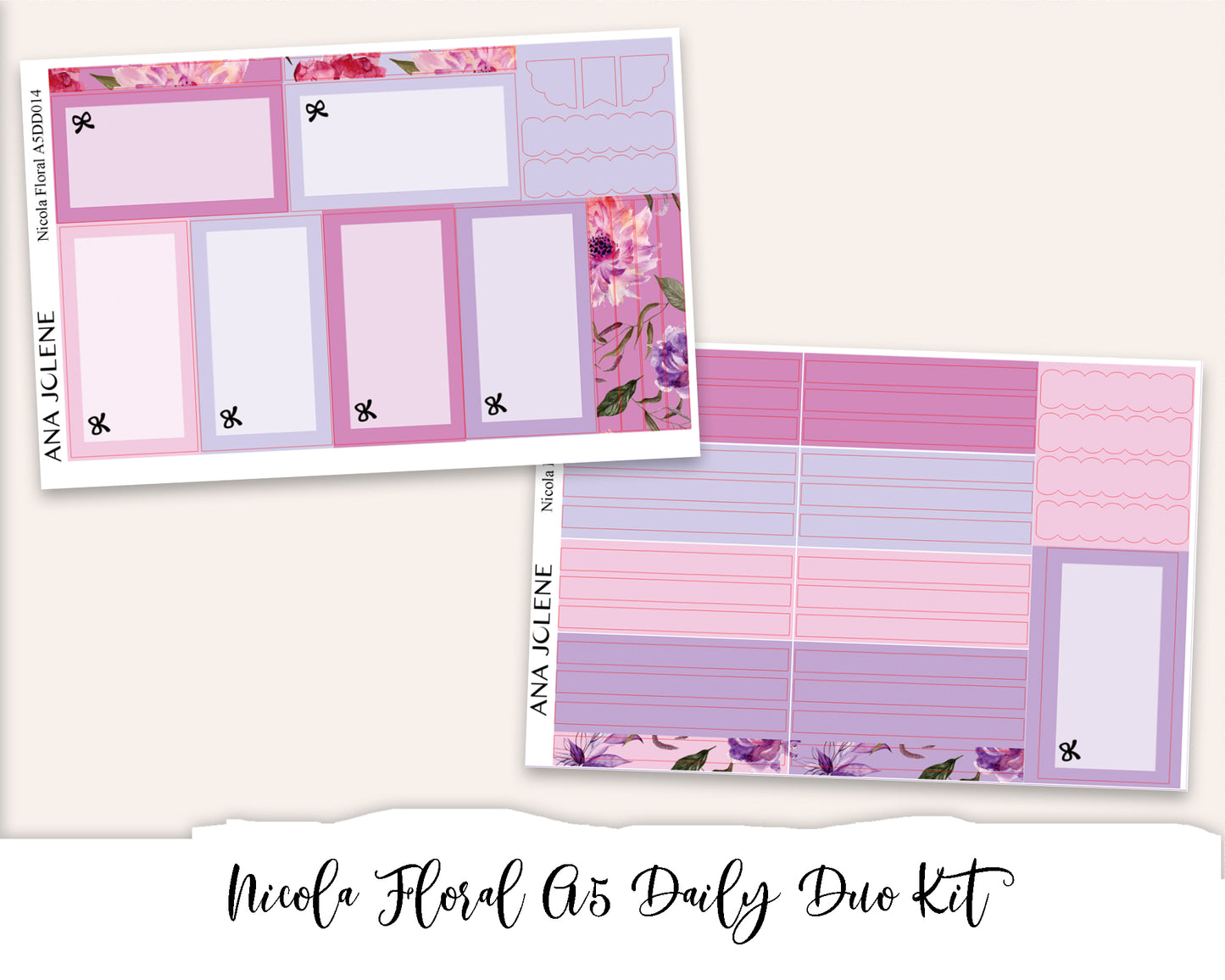 NICOLA FLORAL EC A5 Daily Duo Planner Sticker Kit (Erin Condren)