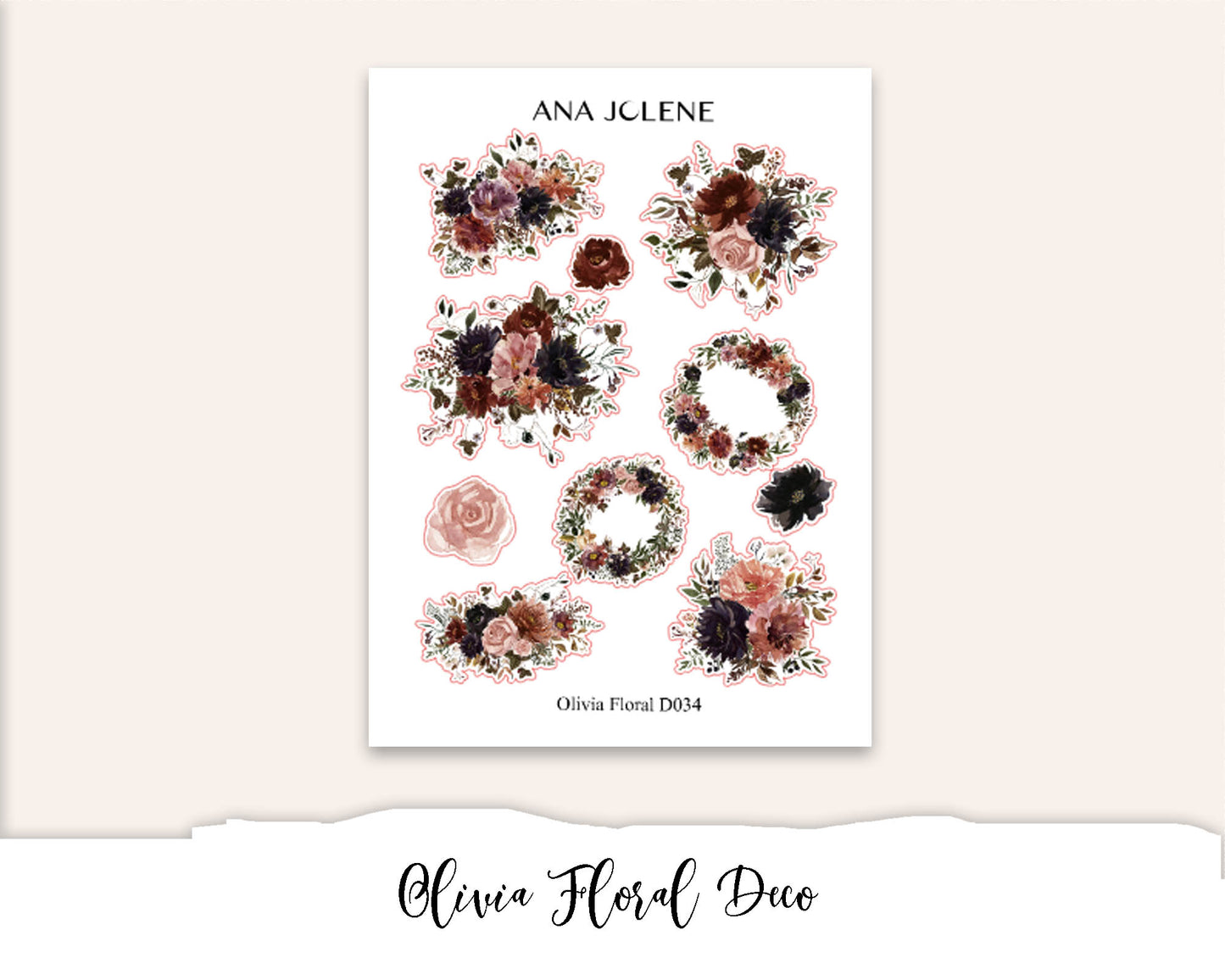 OLIVIA FLORAL Planner Sticker Kit (Vertical Weekly)