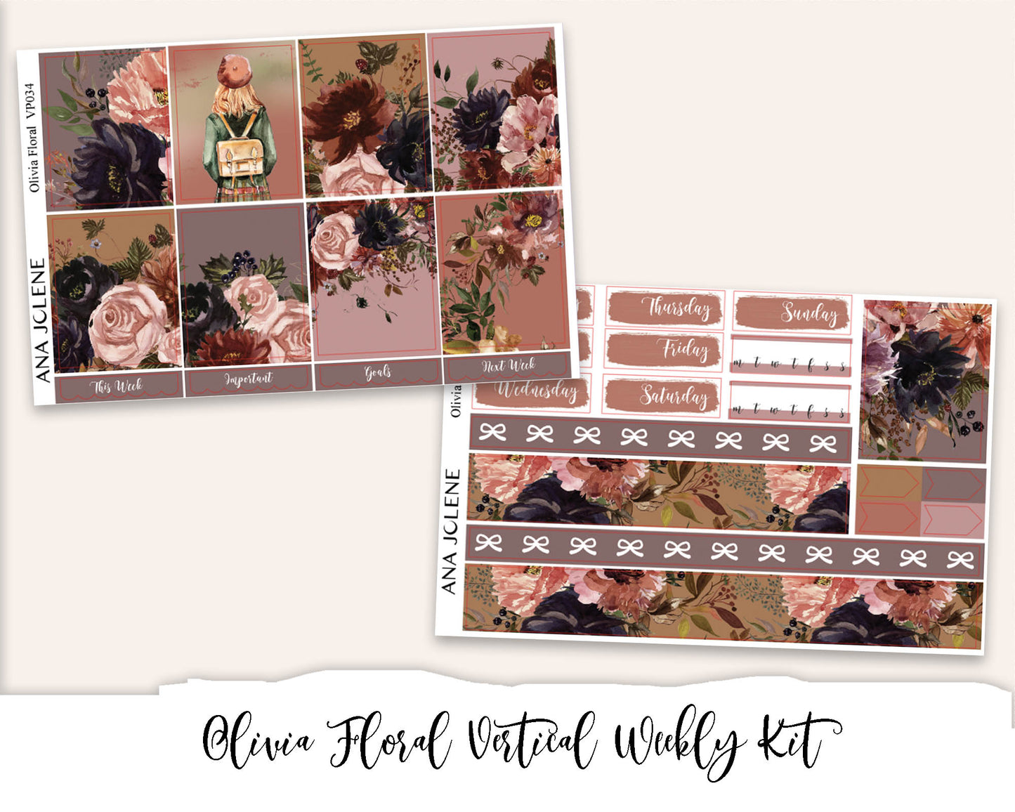 OLIVIA FLORAL Planner Sticker Kit (Vertical Weekly)