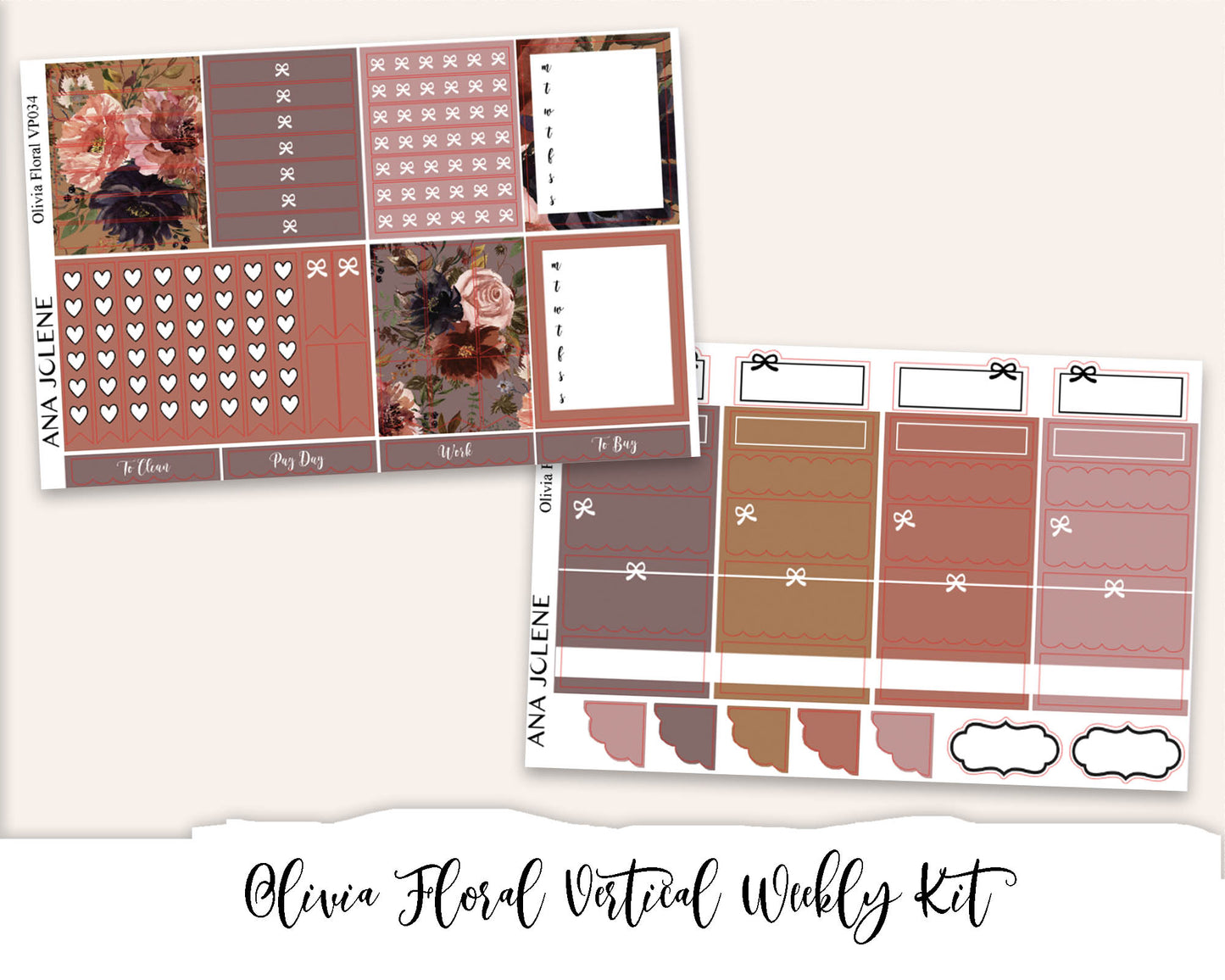 OLIVIA FLORAL Planner Sticker Kit (Vertical Weekly)