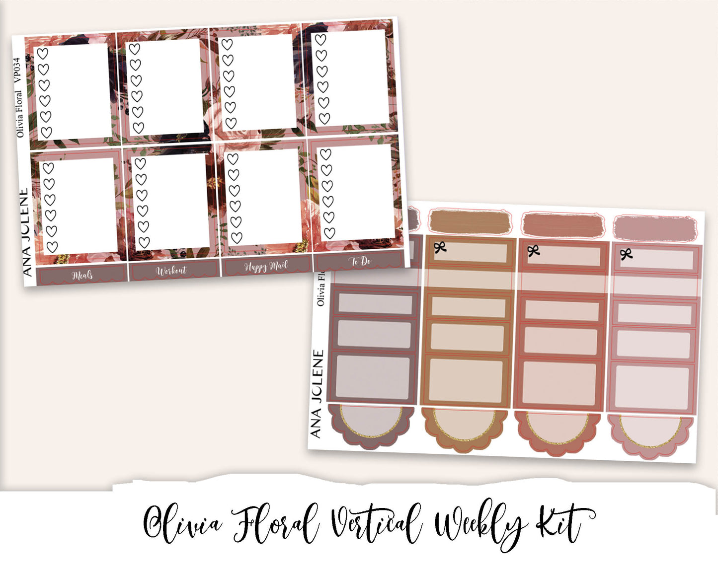 OLIVIA FLORAL Planner Sticker Kit (Vertical Weekly)