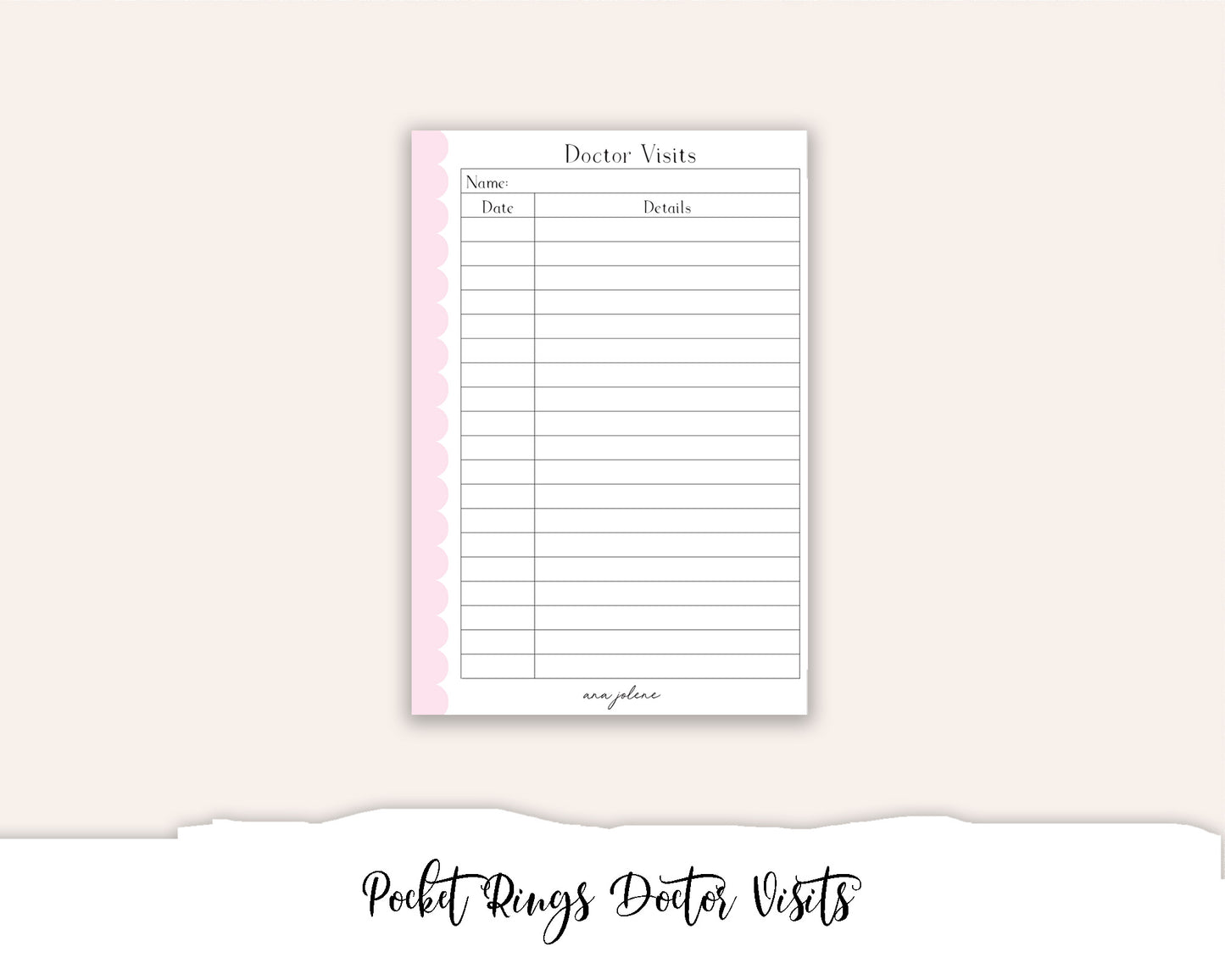 Pocket Rings Doctor Visits Printable