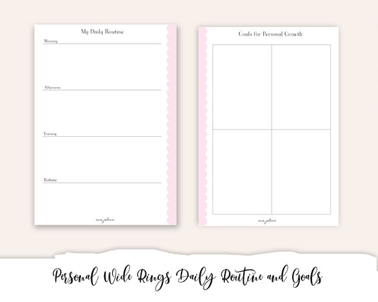 Personal Wide Rings Daily Routine and Goals Printable