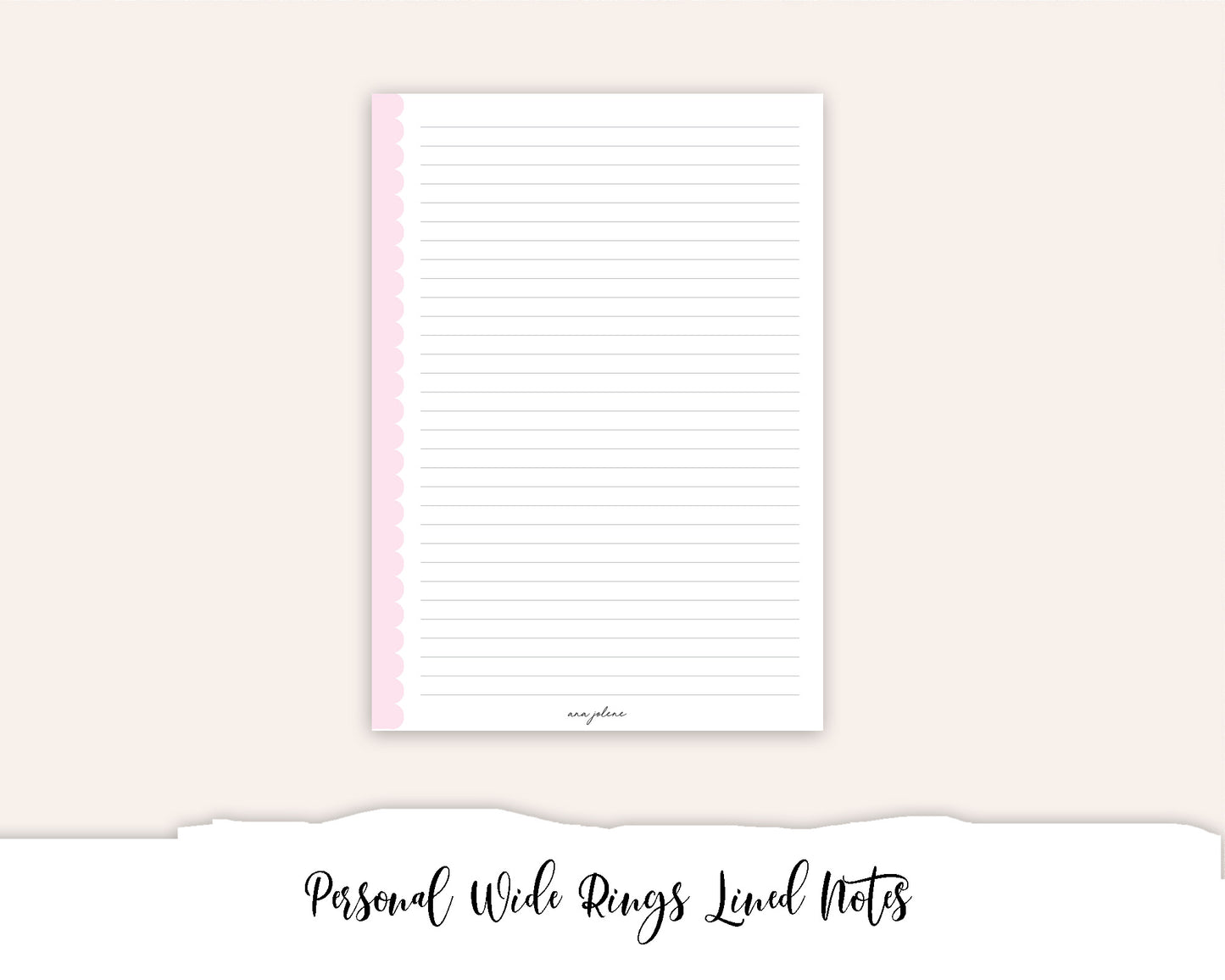 Personal Wide Rings Lined Notes Printable