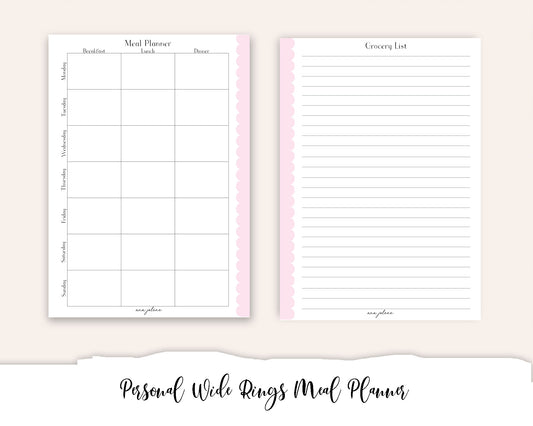Personal Wide Rings Meal Planner Printable