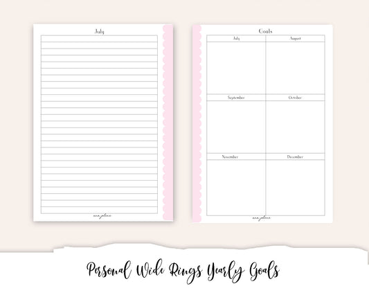 Personal Wide Rings Yearly Goals Printable