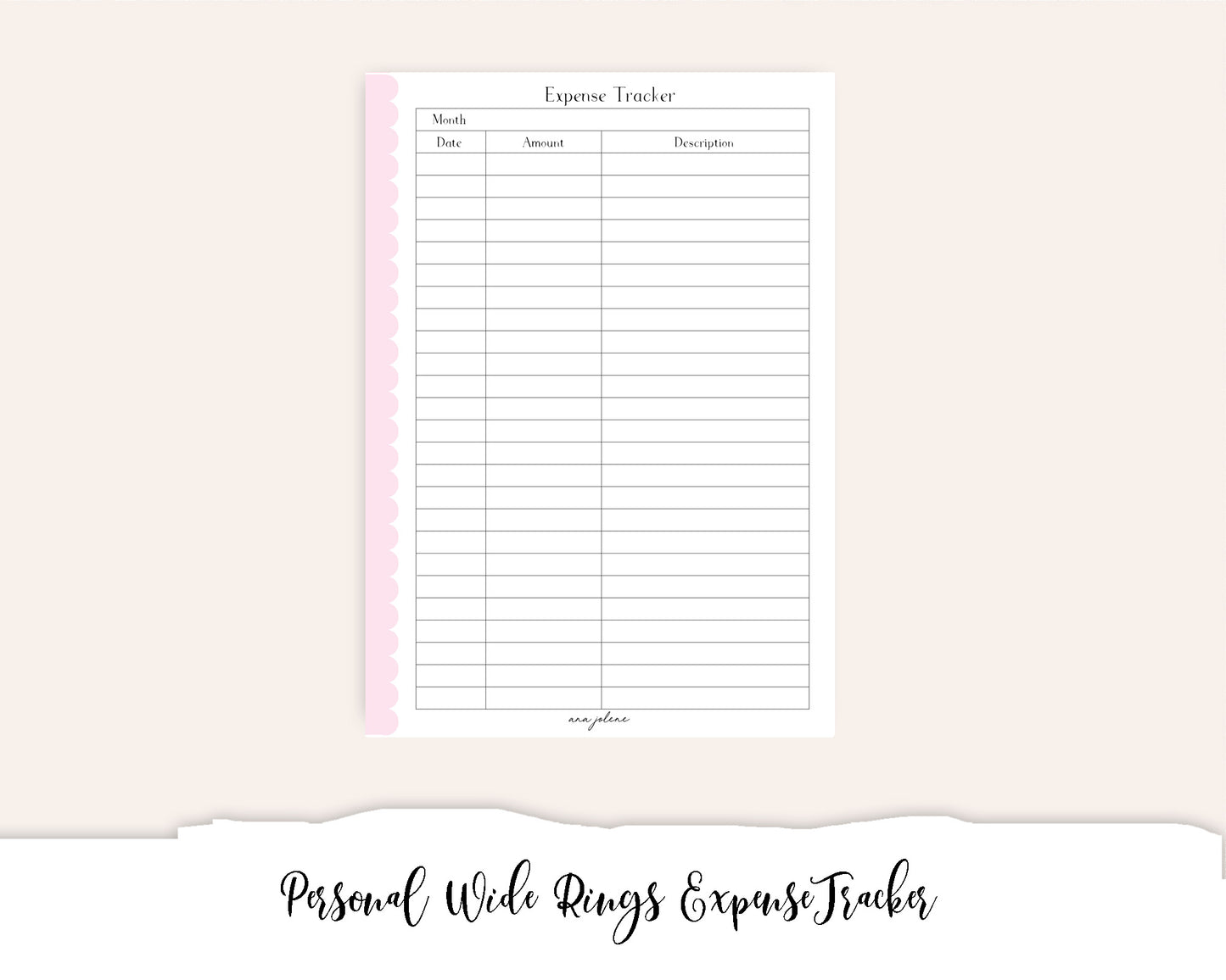 Personal Wide Rings Expense Tracker (Budget) (Finance Planner) Printable