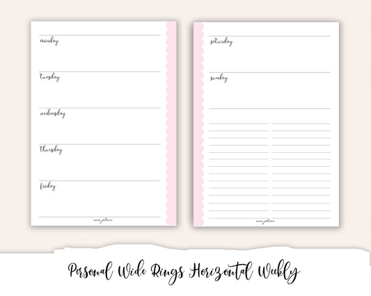 Personal Wide Rings Horizontal Weekly with To Do Lists Printable