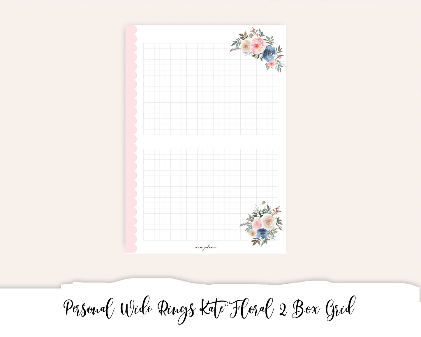 Personal Wide Rings Kate Floral Box Grid Printable