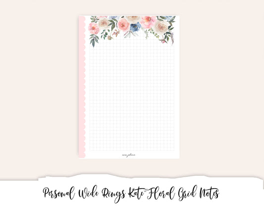 Personal Wide Rings Kate Floral Journaling Grid Notes Printable