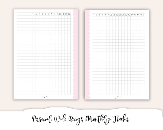 Personal Wide Rings  Monthly/Daily Tracker (Habit Tracker) Printable
