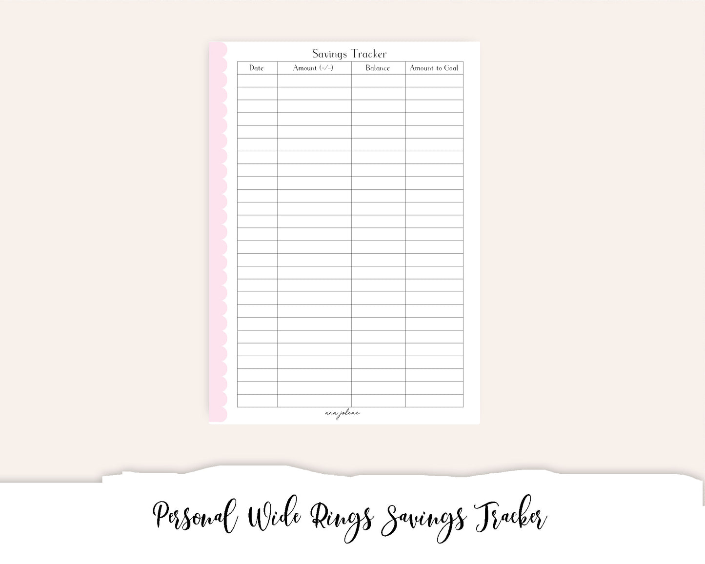 Personal Wide Rings Savings Tracker (Budget) (Finance Planner) Printable
