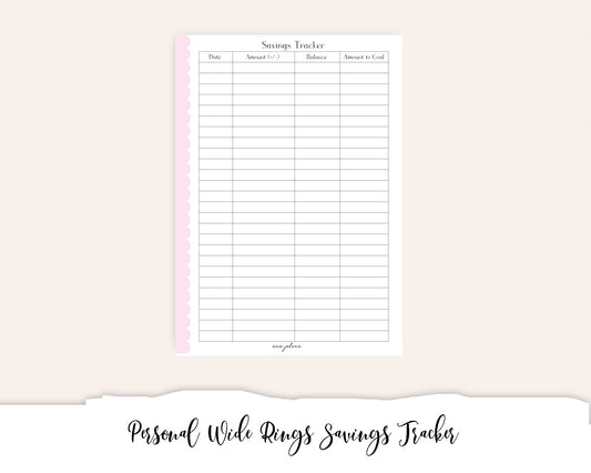 Personal Wide Rings Savings Tracker (Budget) (Finance Planner) Printable