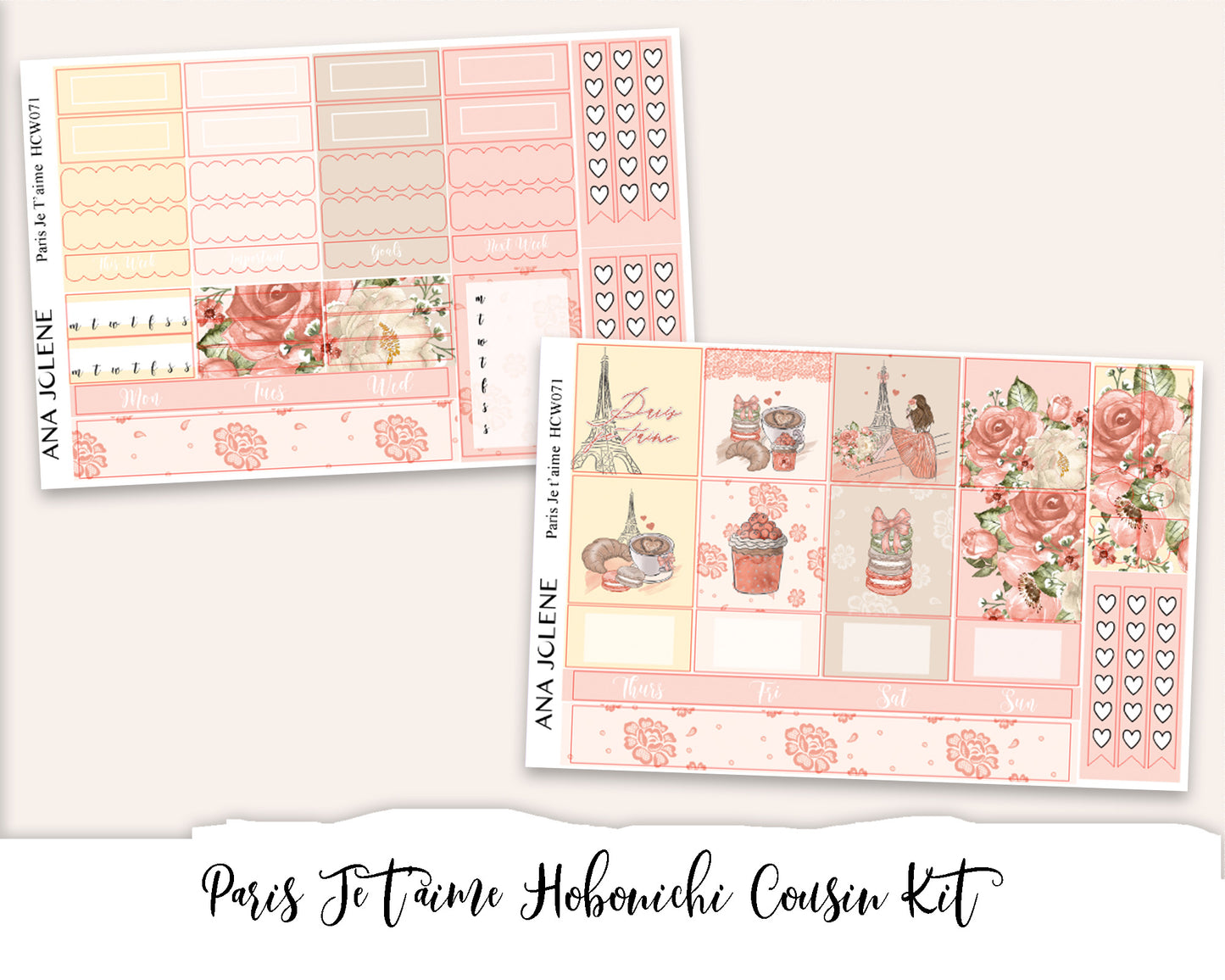 PARIS JE T'AIME Hobonichi Cousin Weekly Planner Sticker Kit