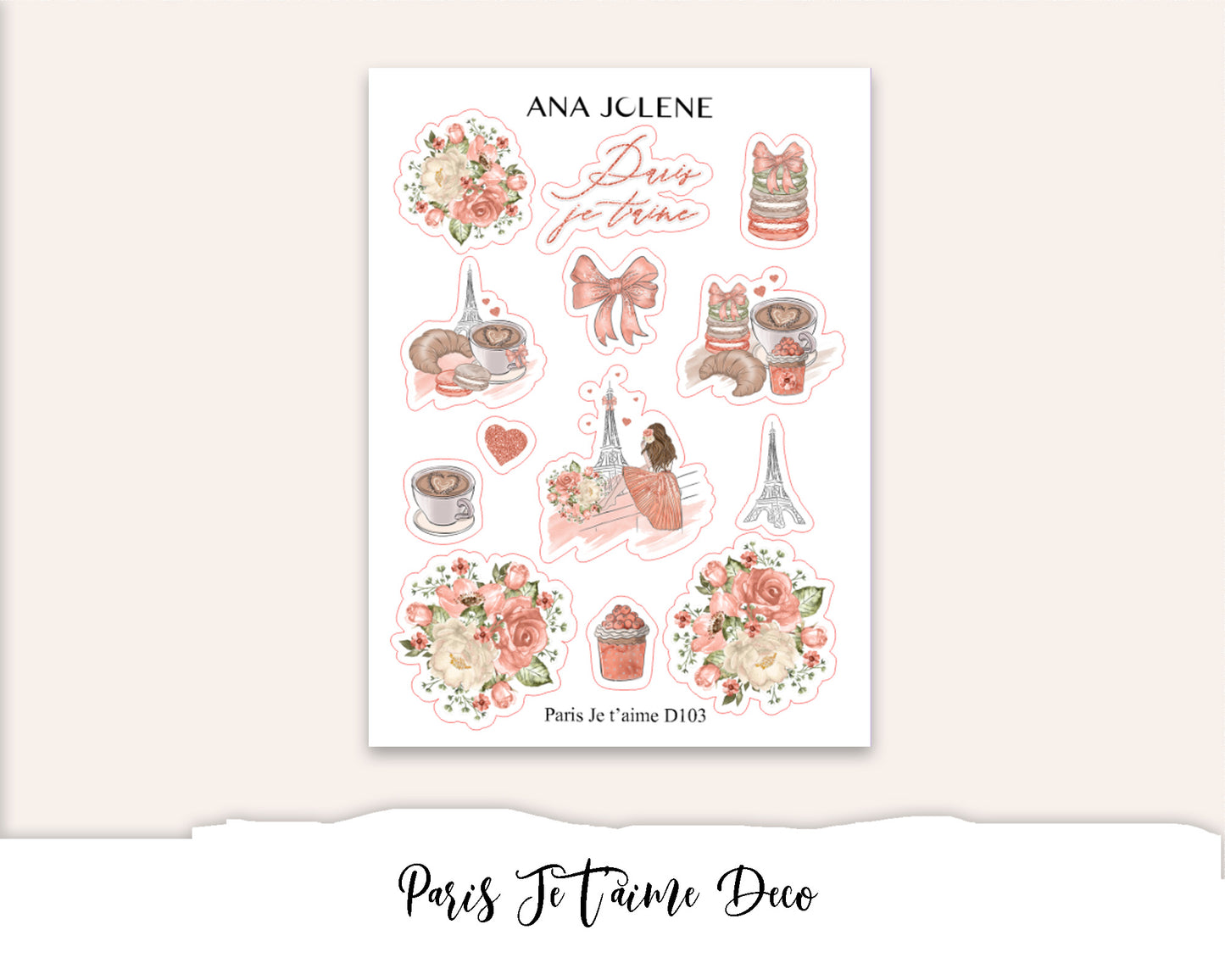 PARIS JE T'AIME Planner Sticker Kit (Vertical Weekly)