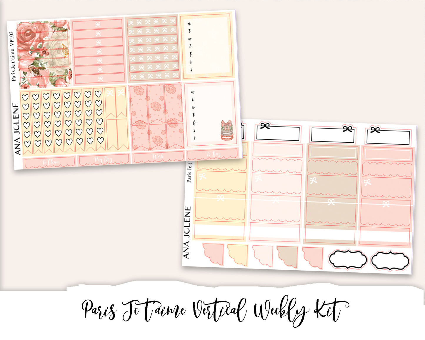 PARIS JE T'AIME Planner Sticker Kit (Vertical Weekly)