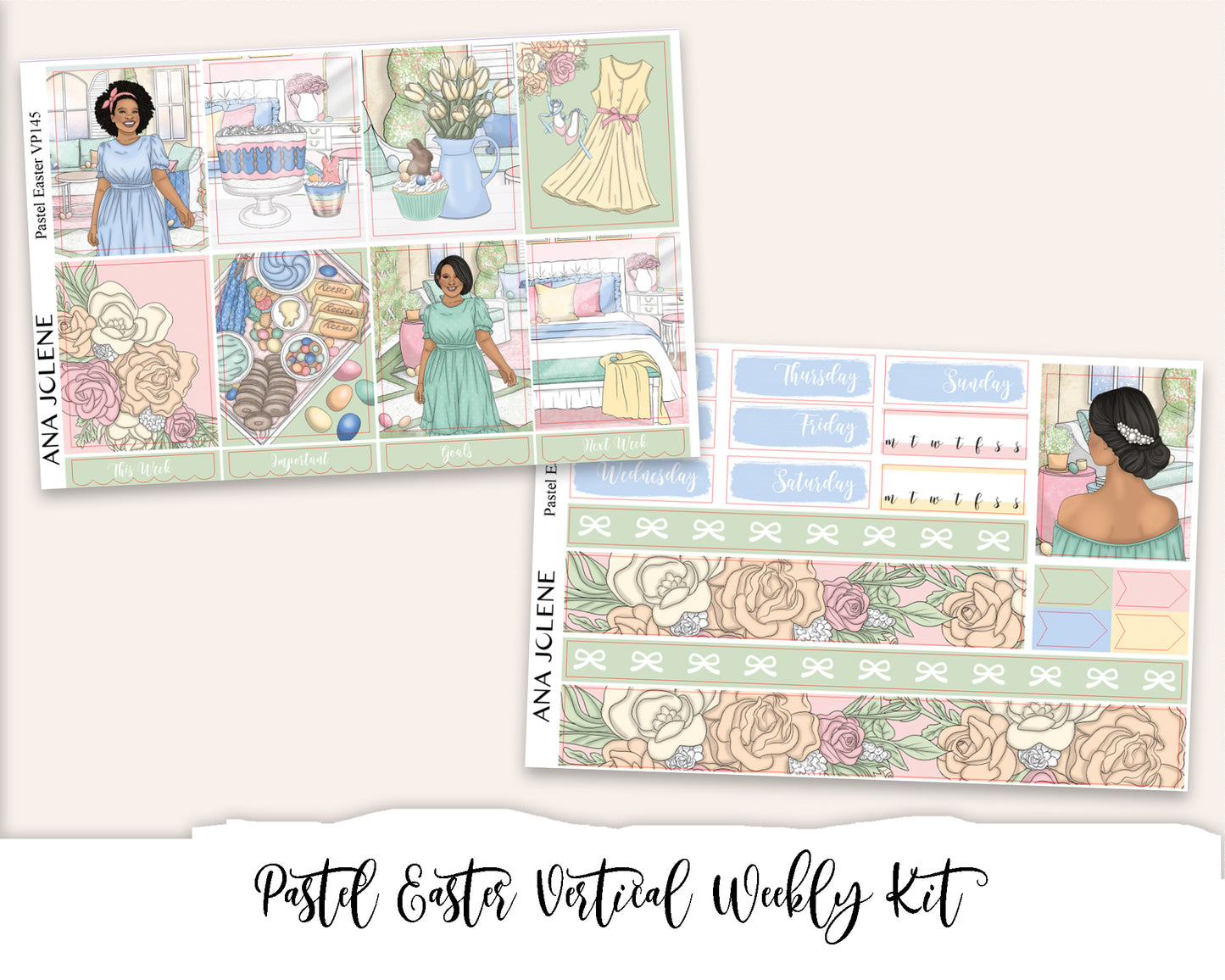 PASTEL EASTER Planner Sticker Kit (Vertical Weekly)