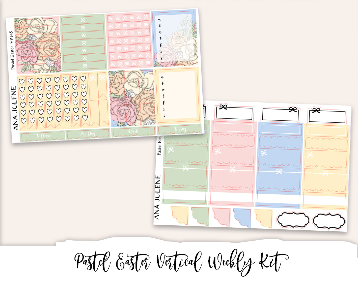 PASTEL EASTER Planner Sticker Kit (Vertical Weekly)