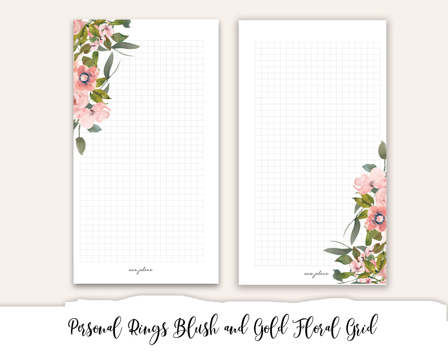 Personal Rings Blush and Gold Floral Grid Printable