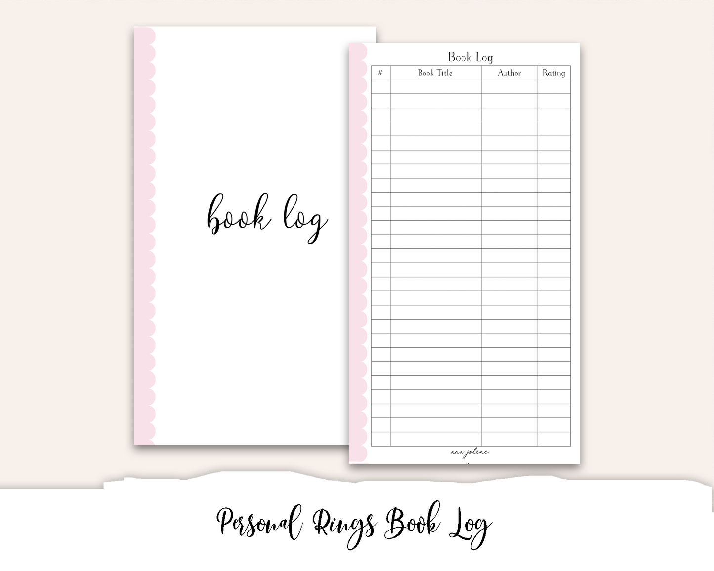 Personal Rings Book Log Printable