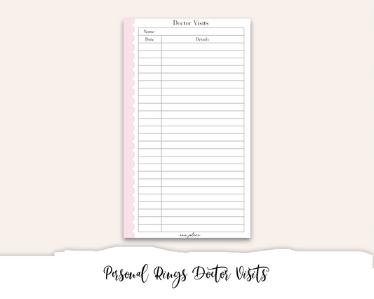 Personal Rings Doctor Visits Printable