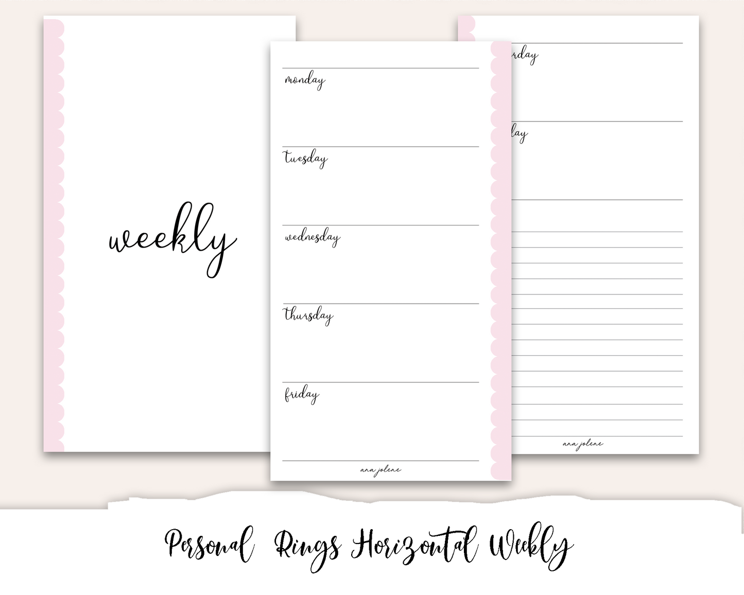 Personal Rings Horizontal Weekly Printable