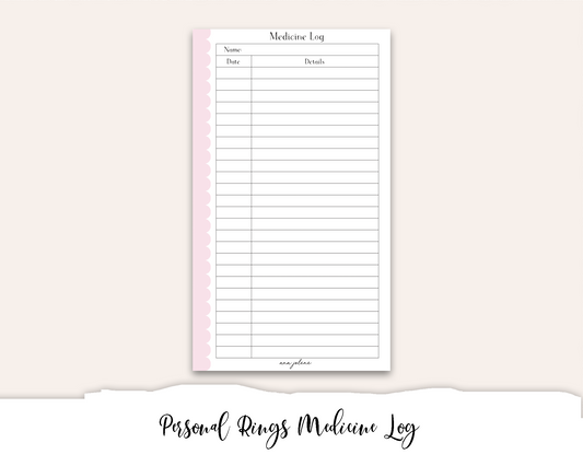 Personal Rings Medicine Log Printable
