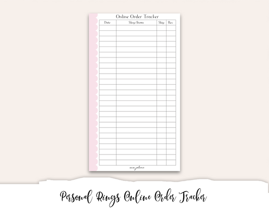 Personal Rings Online Order Tracker Printable