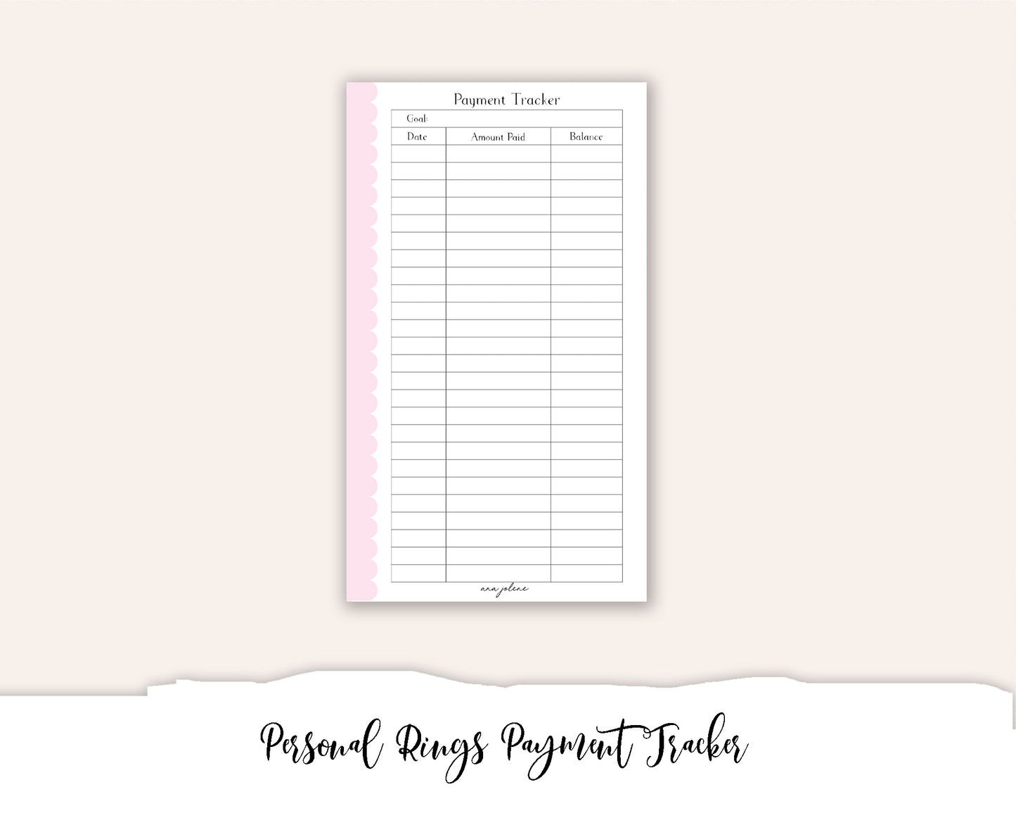 Personal Rings Payment Tracker Printable