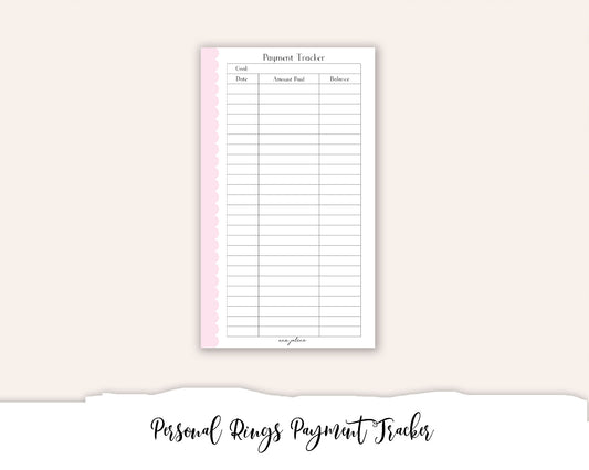 Personal Rings Payment Tracker Printable