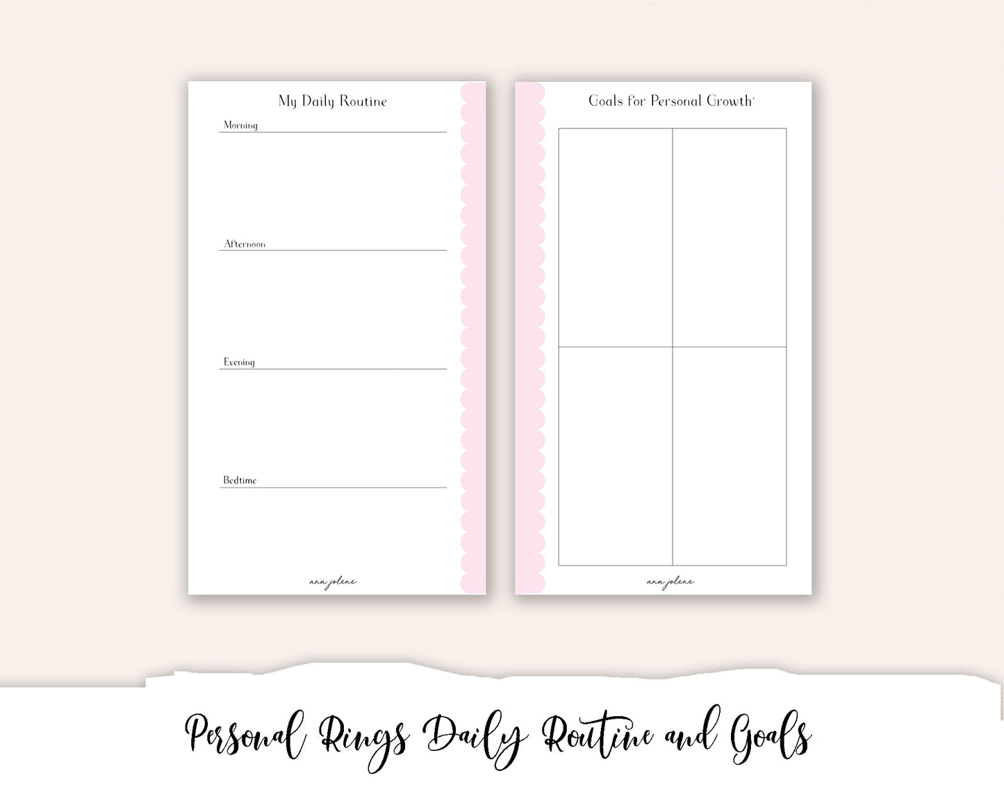 Personal Rings Daily Routine and Goals Printable