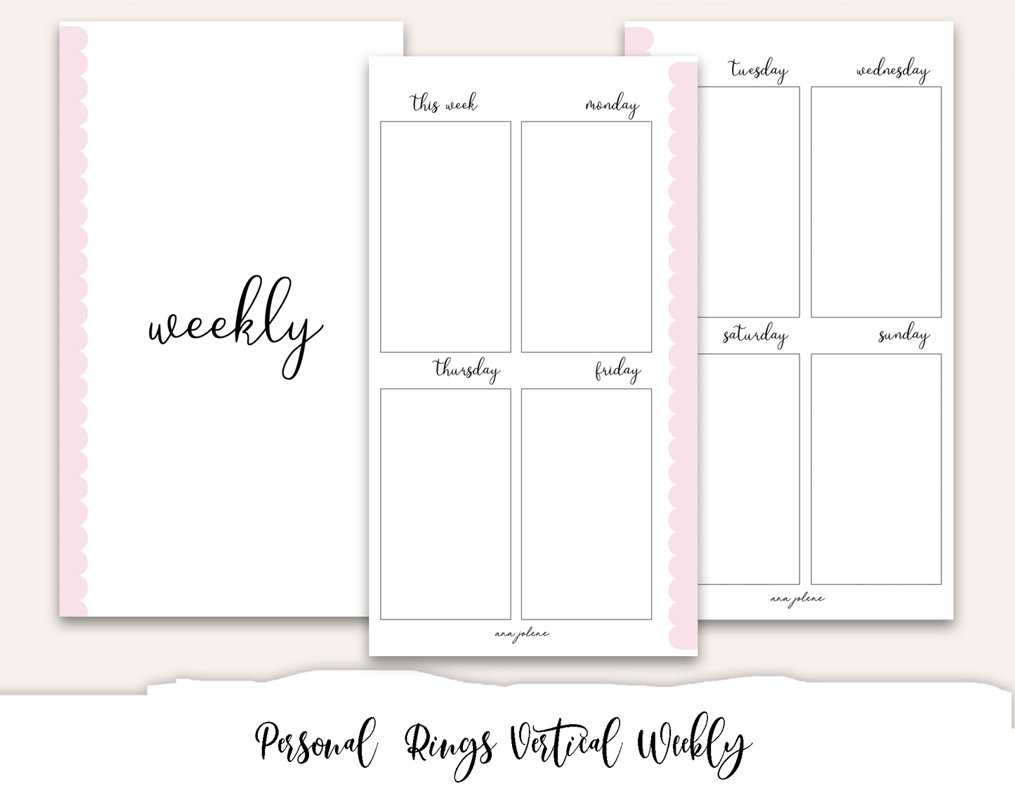 Personal Rings Vertical Weekly Printable