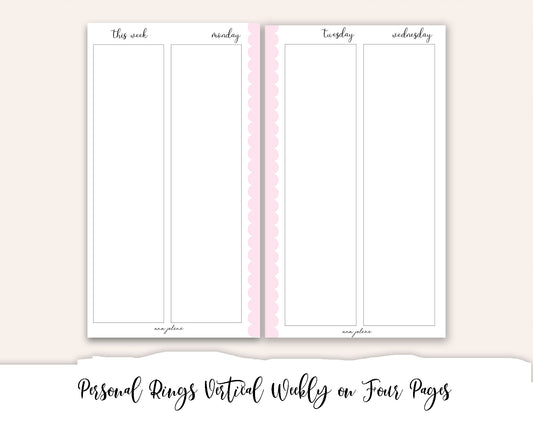 Personal Rings Vertical Weekly on 4 Pages Printable