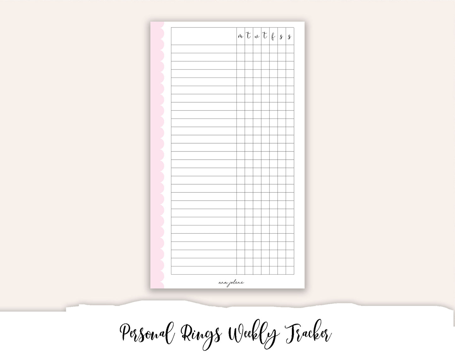Personal Rings Weekly Tracker Printable