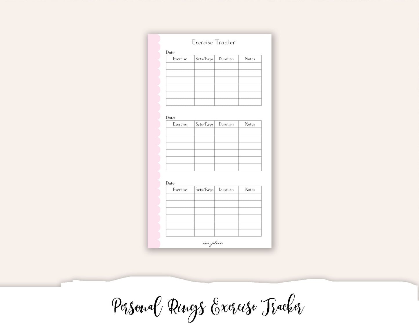 Personal Rings Exercise Tracker Printable