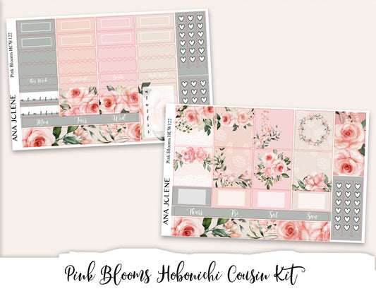 PINK BLOOMS Hobonichi Cousin Weekly Planner Sticker Kit