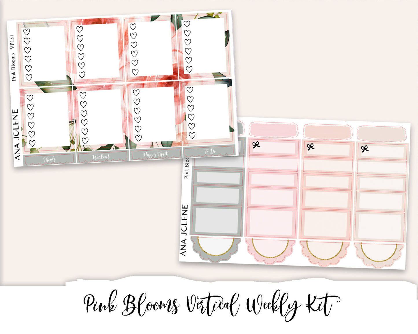 PINK BLOOMS Planner Sticker Kit (Vertical Weekly)
