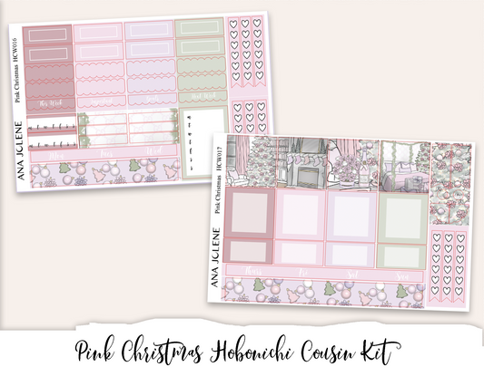 PINK CHRISTMAS Hobonichi Cousin Weekly Planner Sticker Kit