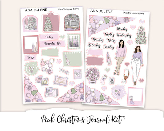 PINK CHRISTMAS Mini Journal Sticker Kit