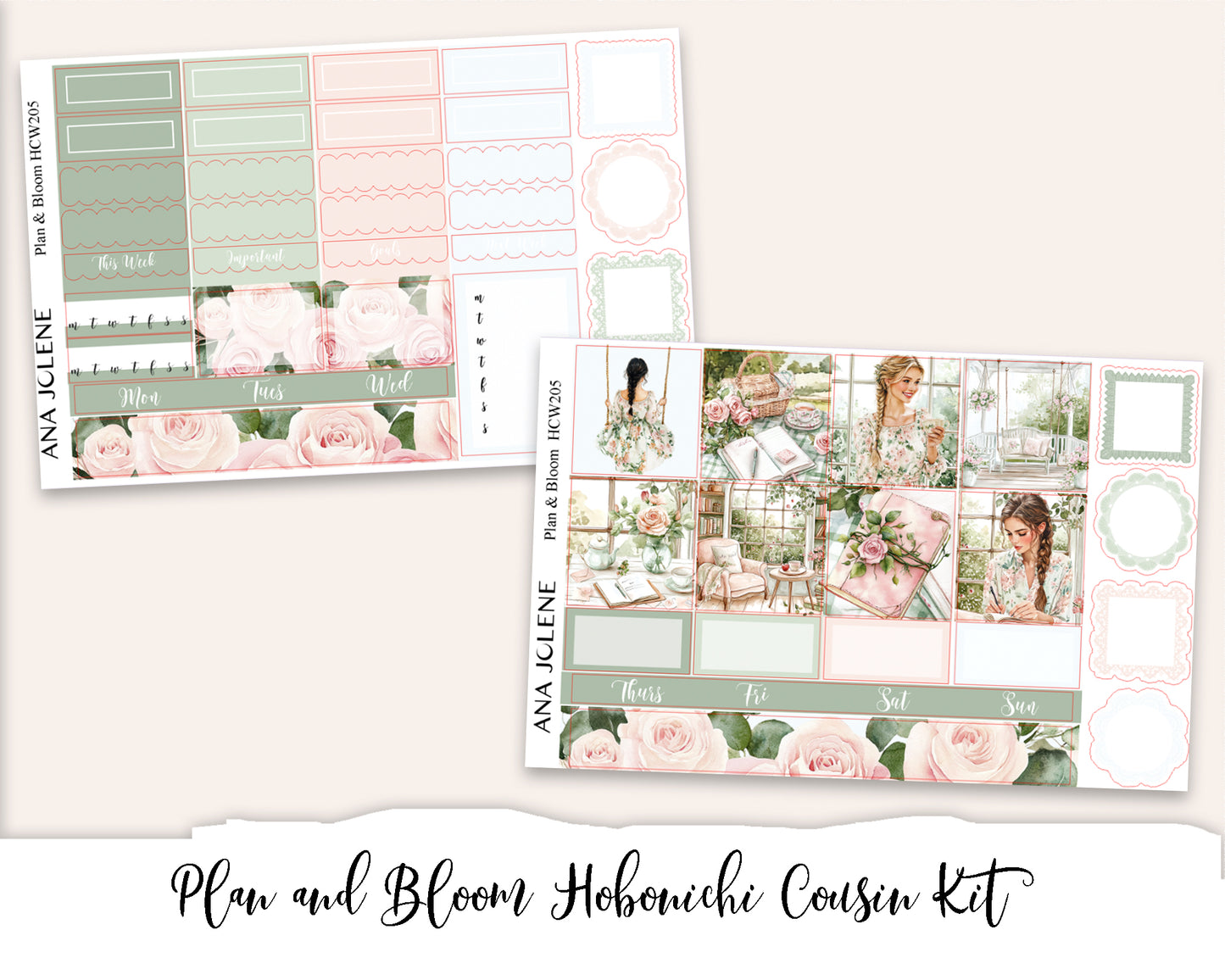 PLAN AND BLOOM Hobonichi Cousin Weekly Planner Sticker Kit