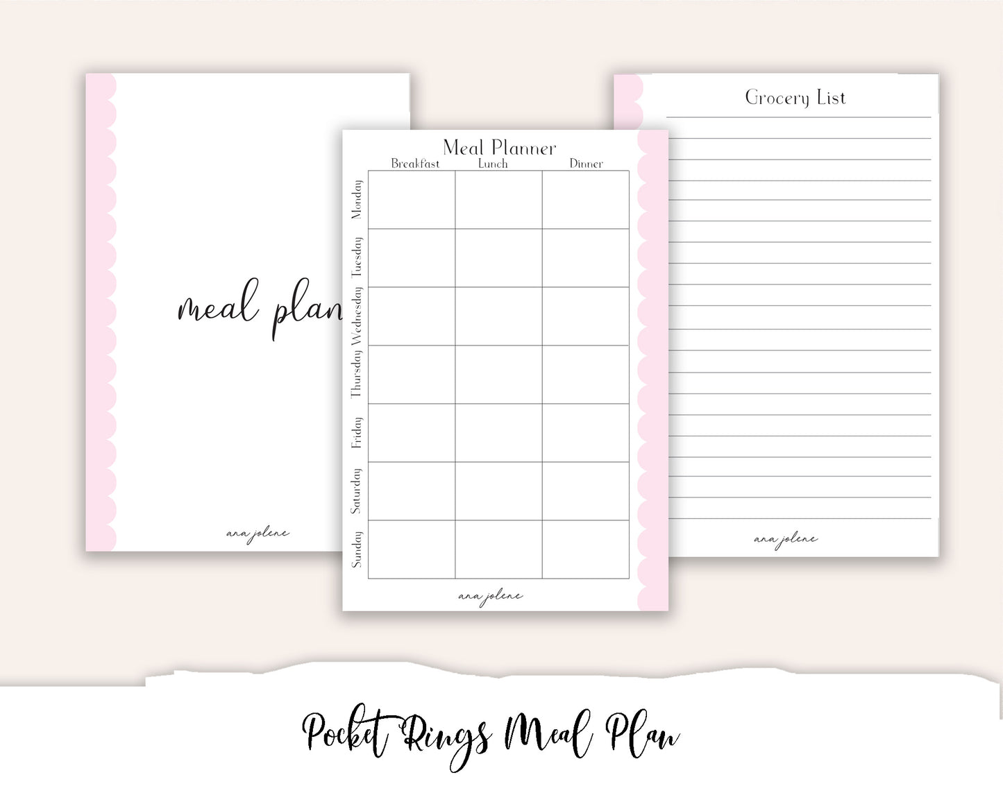 Pocket Rings Meal Plan Printable