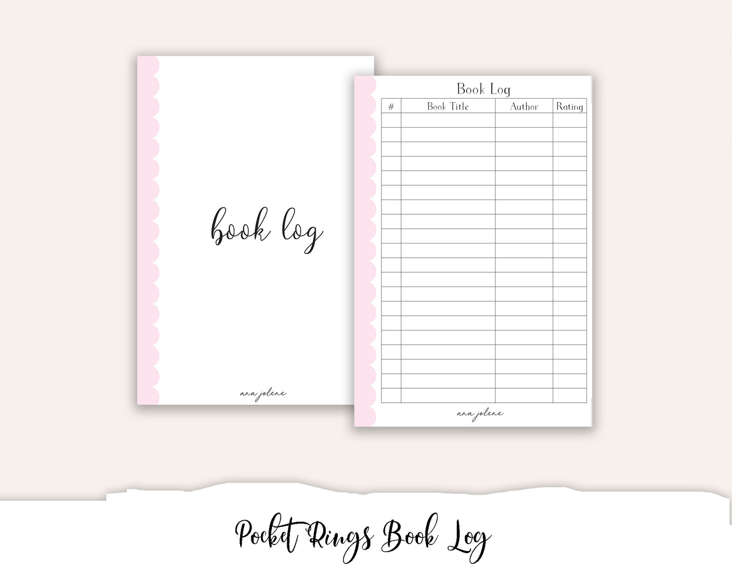 Pocket Rings Book Log Printable